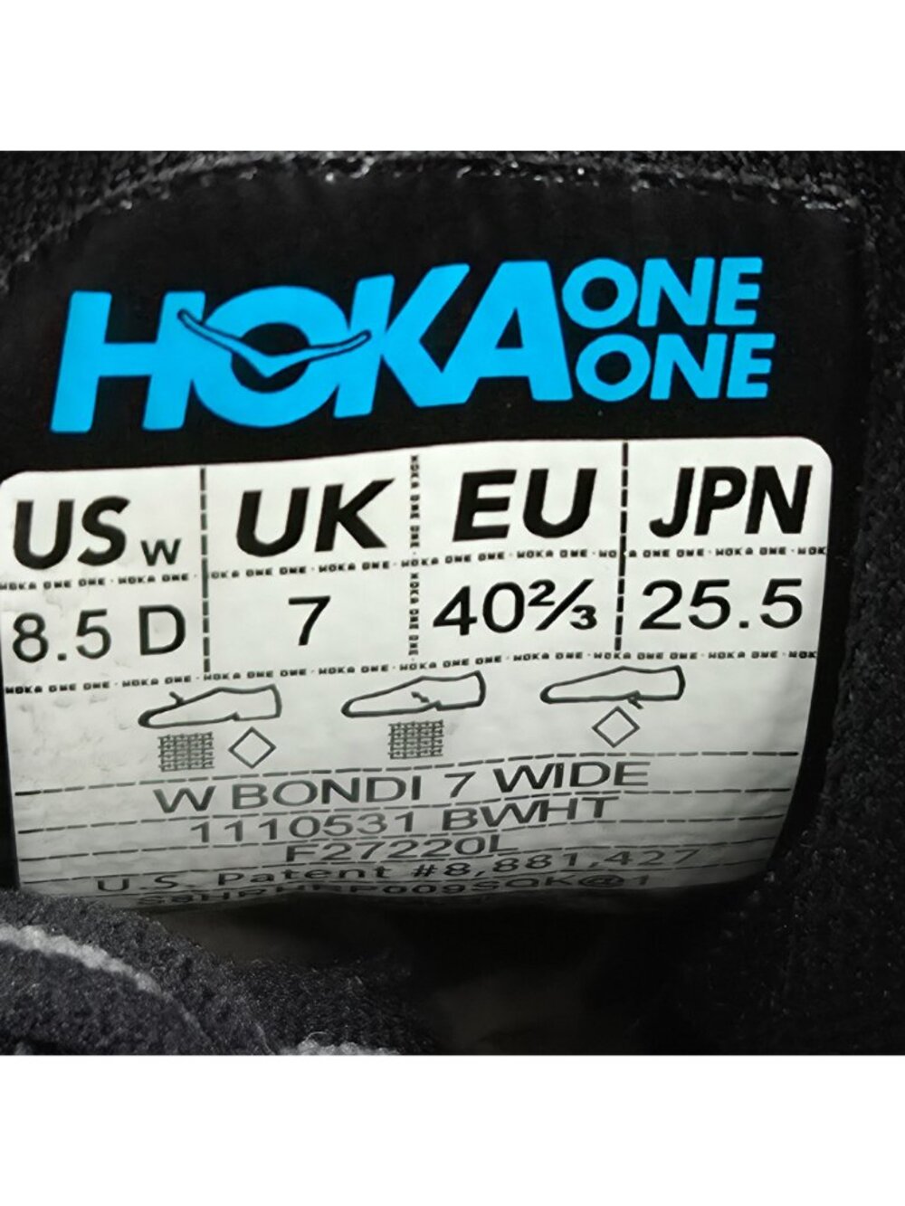 Hoka One One Bondi 7 Women's Black Running Shoes US Size 8.5D - Picture 8 of 8